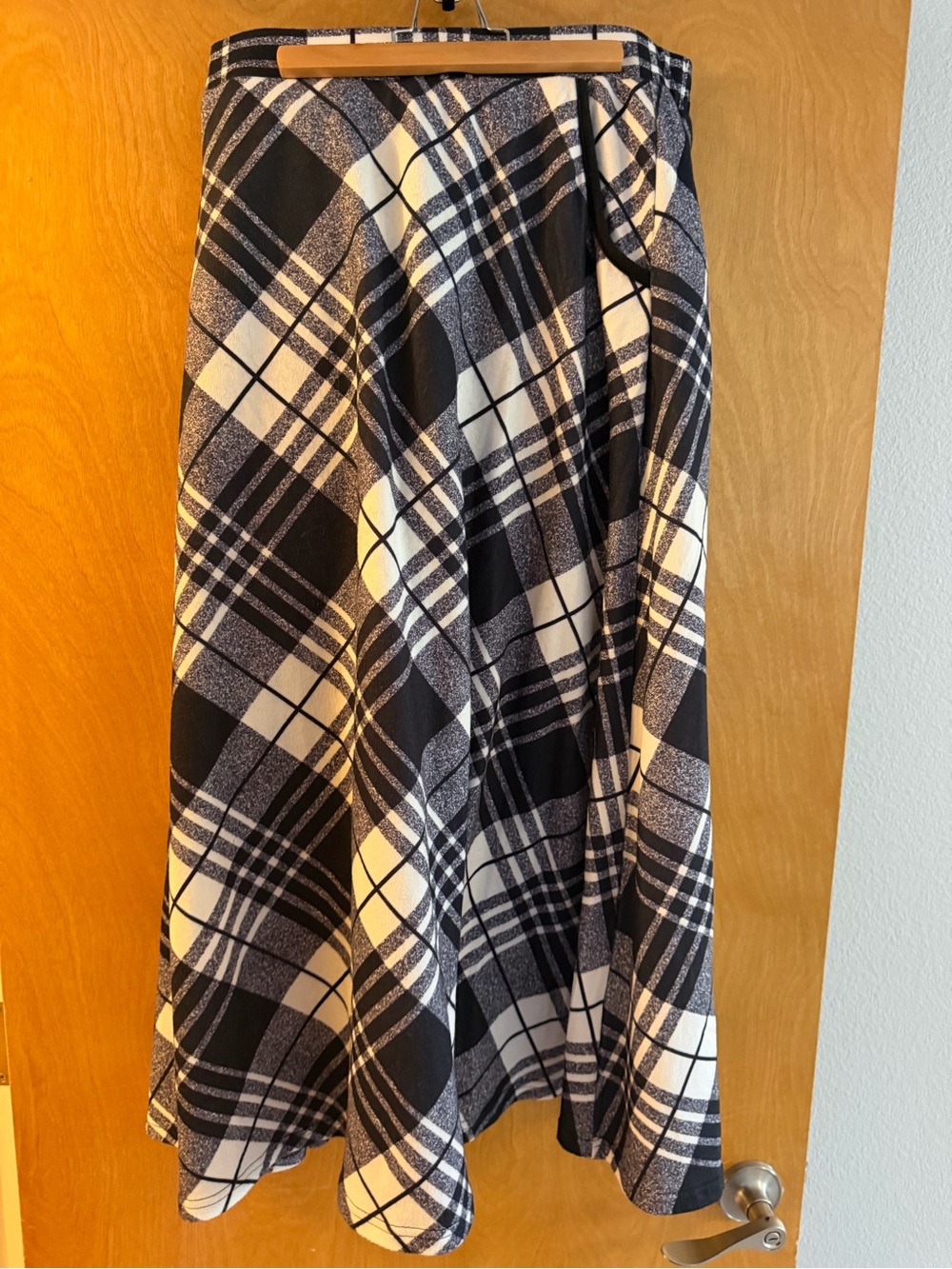 Black and White Plaid Flannel A-Line Skirt